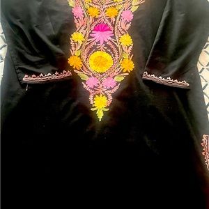Black beautiful kurta , size 48 L / XL size.  With colorful embroidery .
